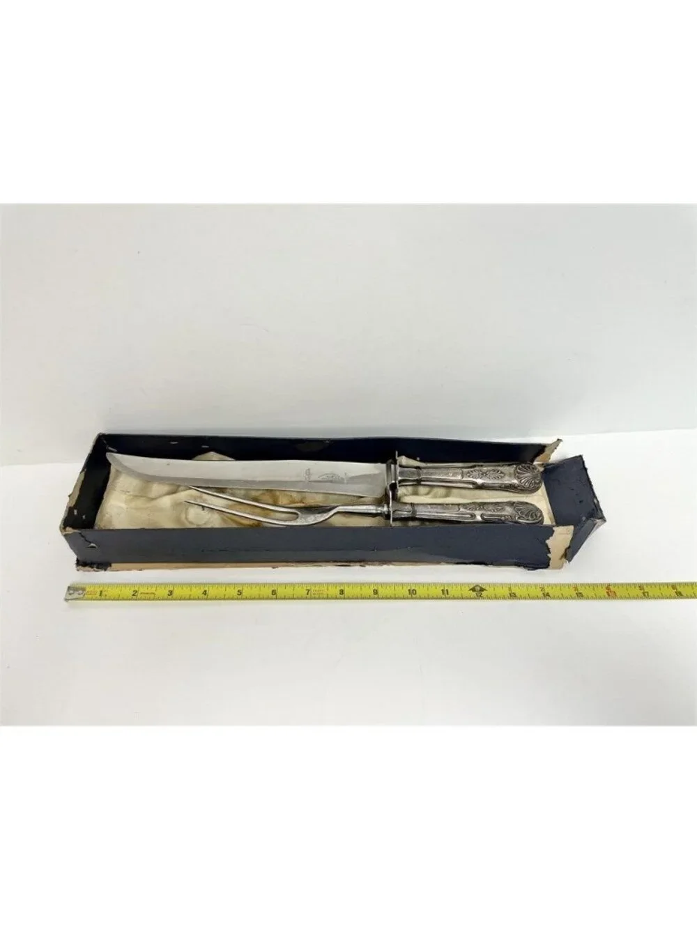Ambassador Cutlery Sheffield Carving Set Sterling Handles Knife Fork Box